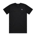 Sword and shield wielding warrior character on a premium AS Colour Classic tee in black