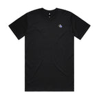 Sword and shield wielding warrior character on a premium AS Colour Classic tee in black